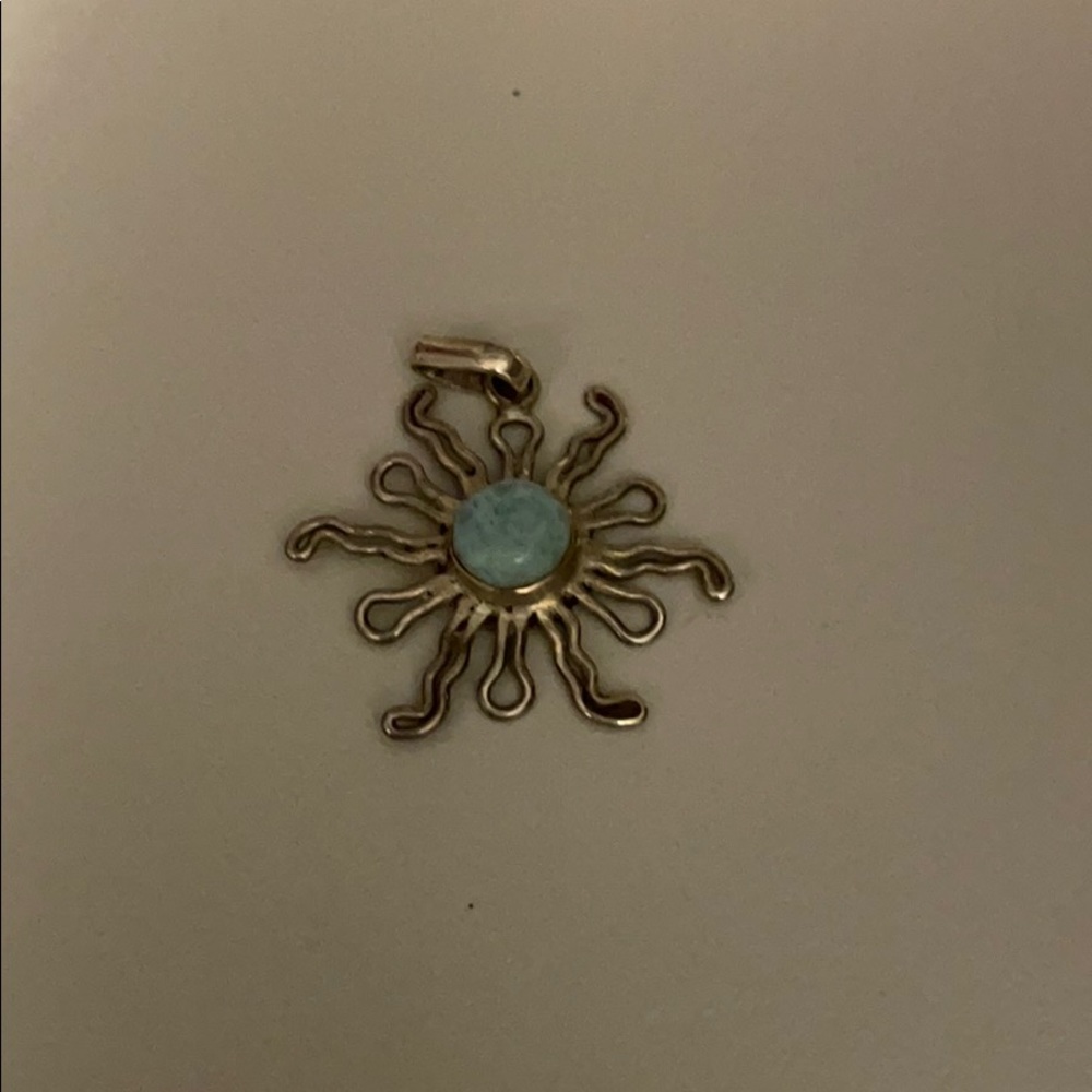 Sterling Silver Larimar Sun Charm